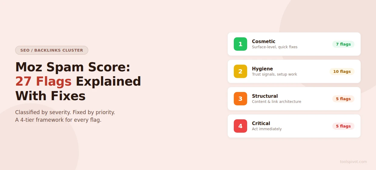 Moz spam score 27 flags 4-tier severity classification