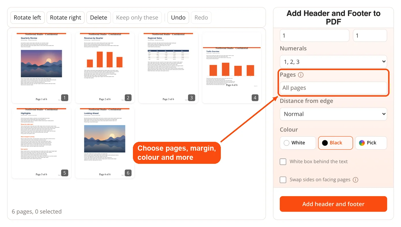 Advanced page and placement options