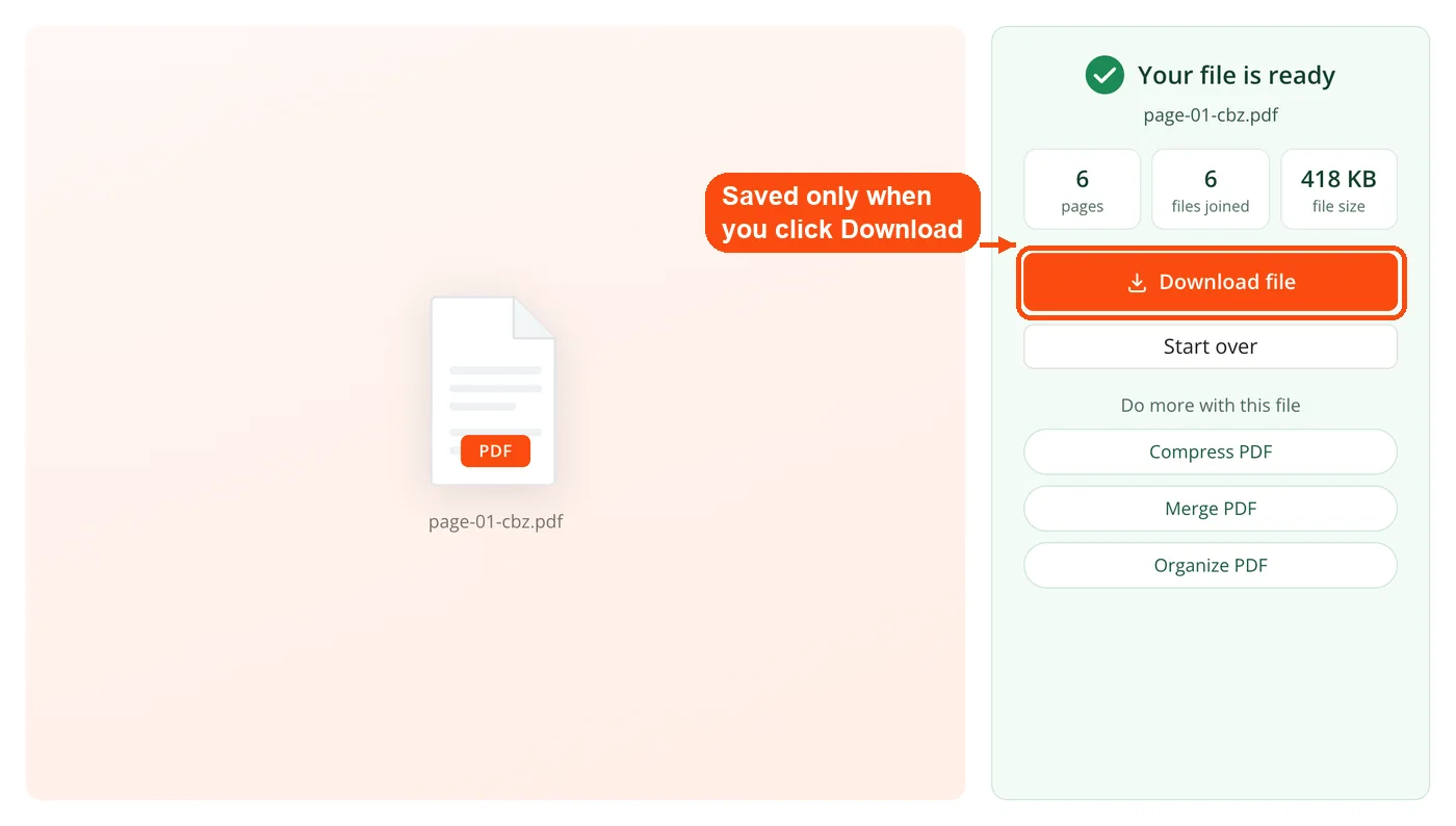 Download button for the comic PDF