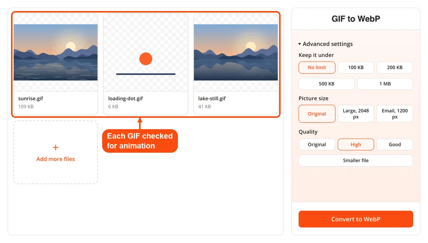 Three GIF files checked for animation