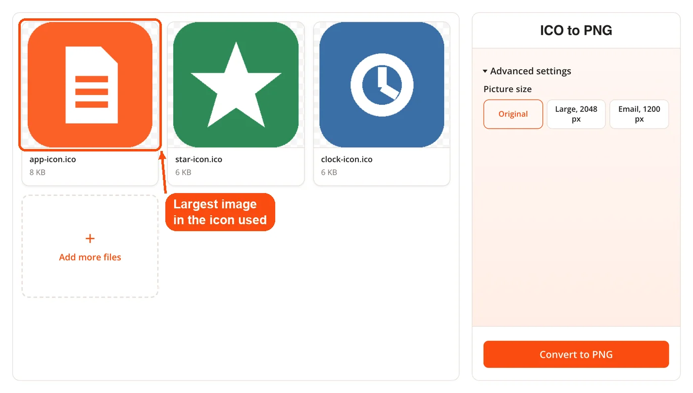 Largest image inside the icon shown