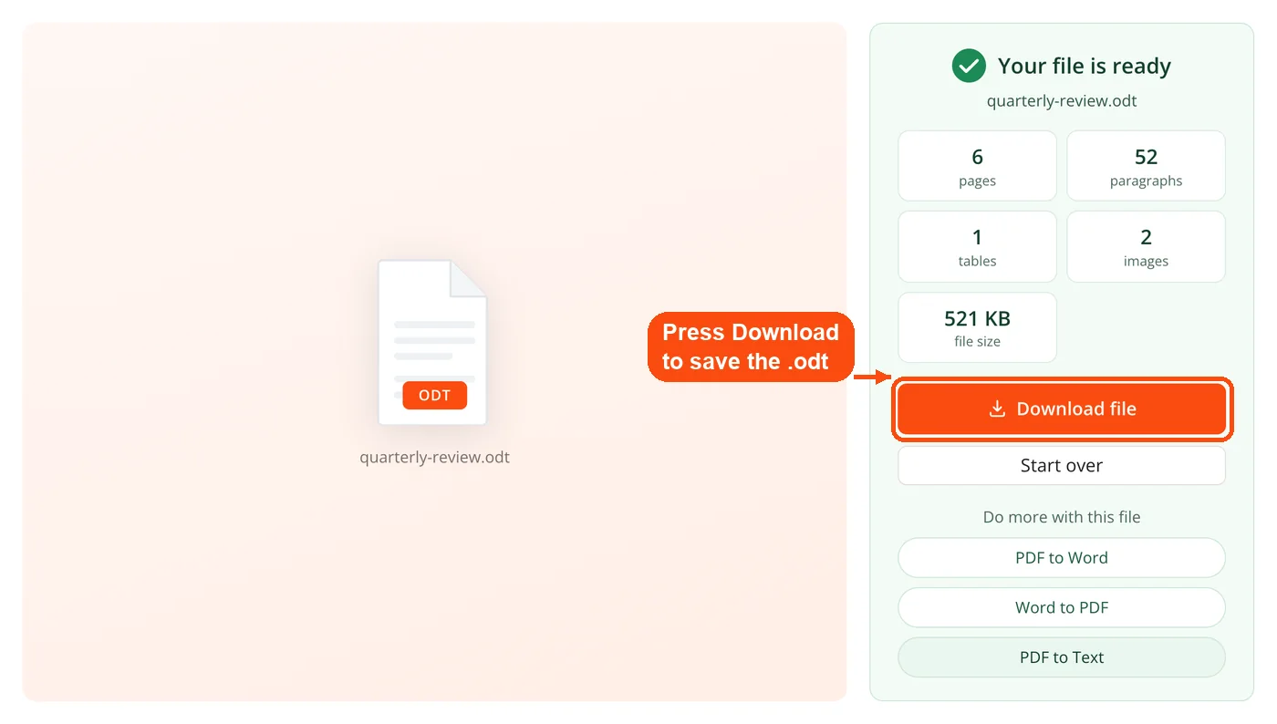 Download button for the ODT file