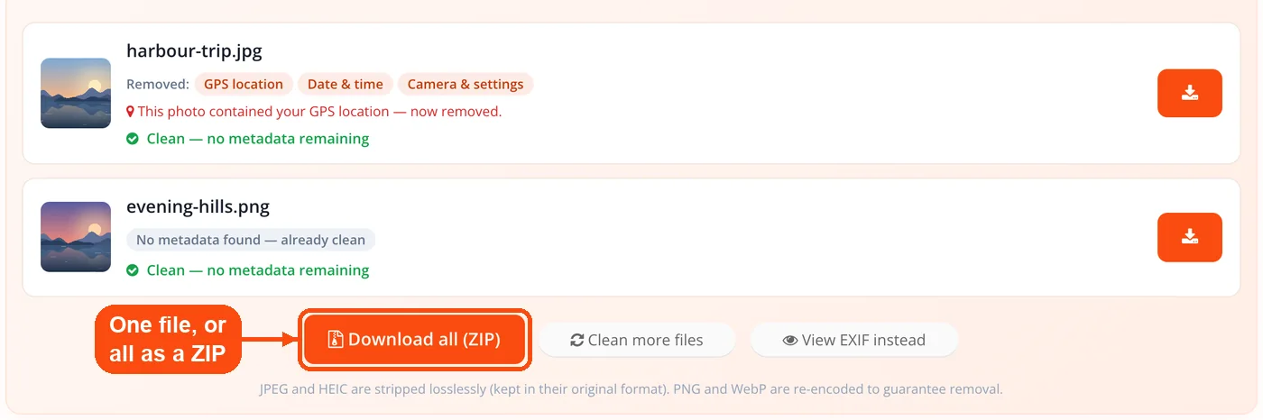 Download all clean files as ZIP