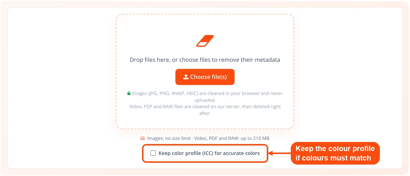 Keep colour profile option