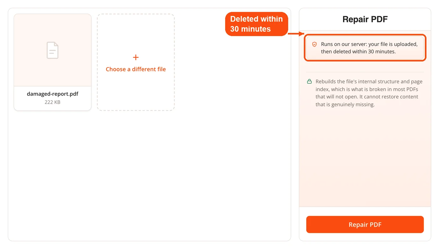 Damaged PDF added for repair