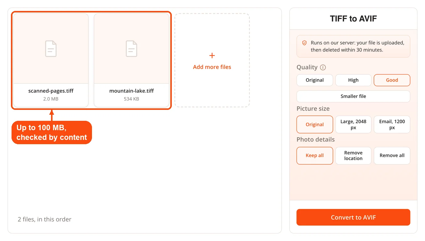 TIFF files added for upload