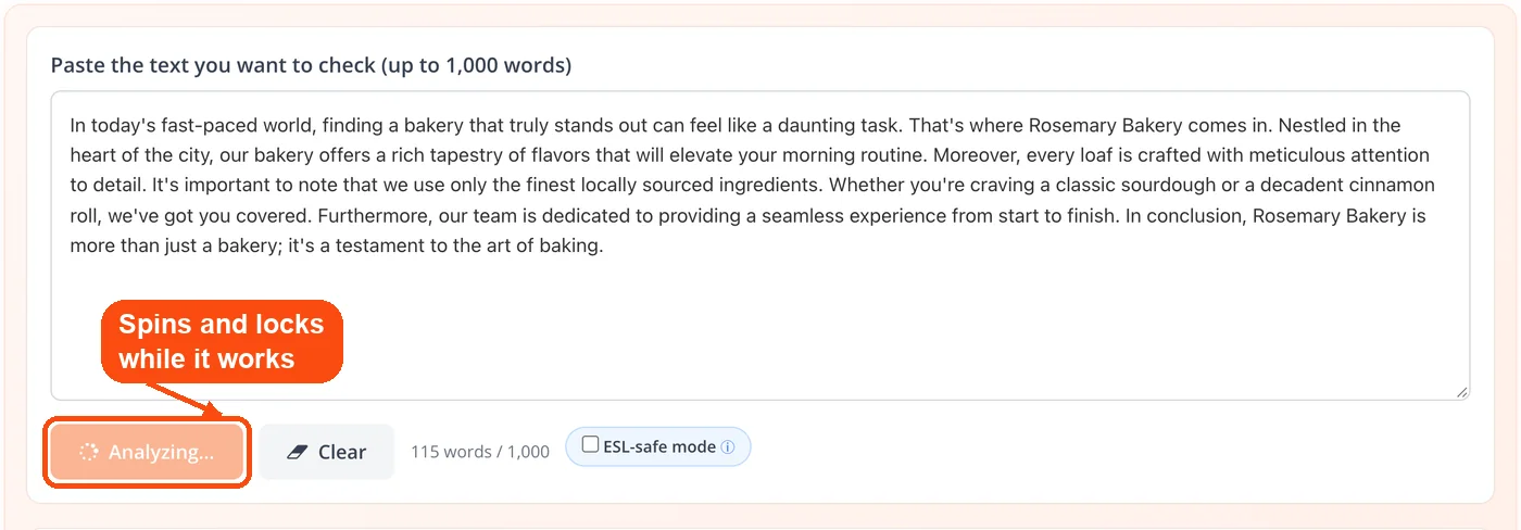 Detect button spinning while it analyzes