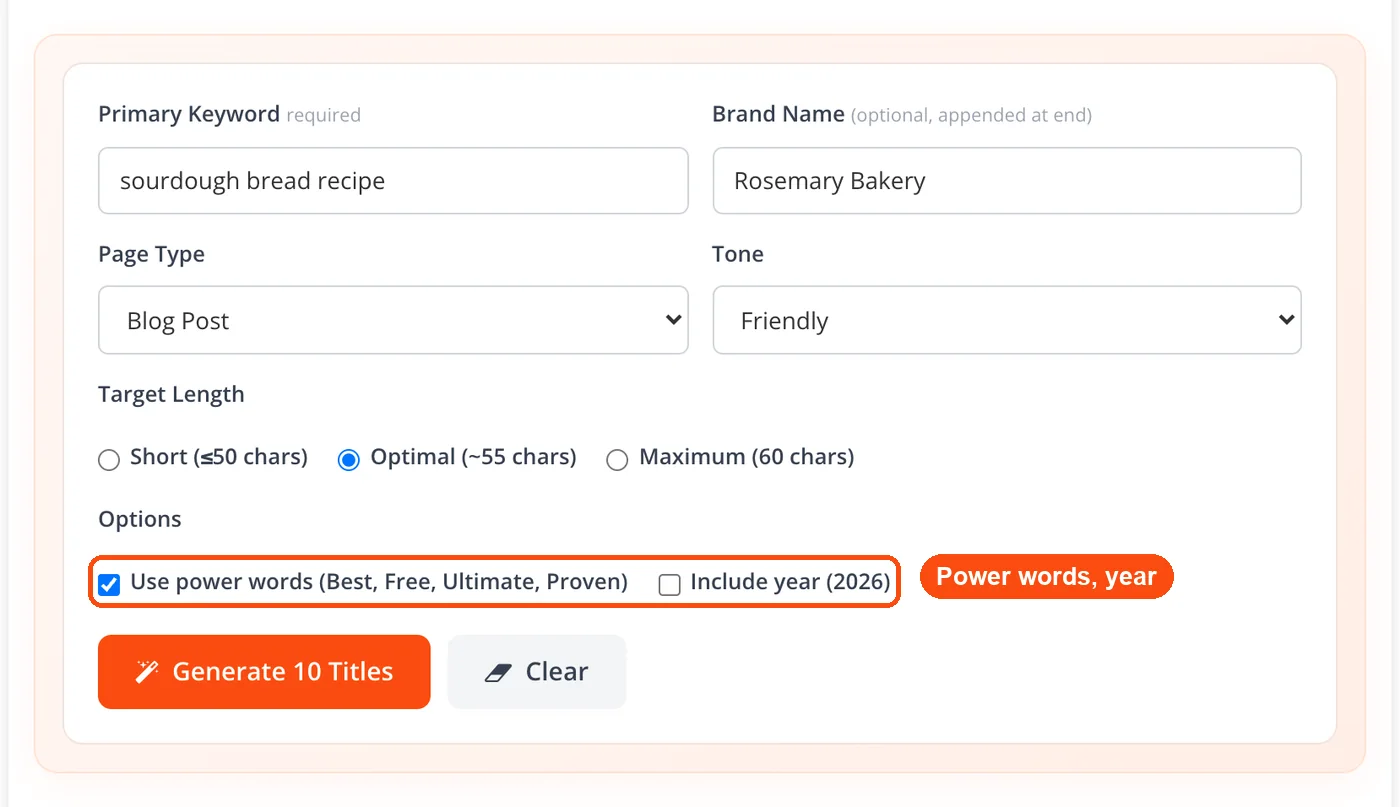 Power words and year options