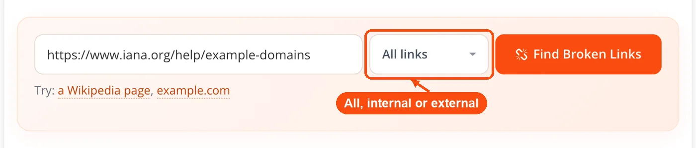 Scope menu set to All links