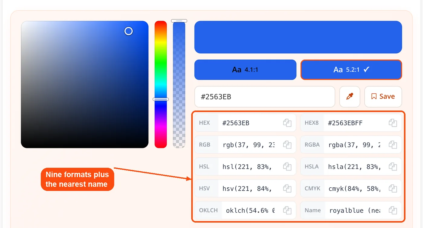 All color formats for one pick