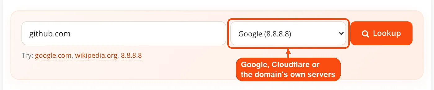 DNS server picked from the list