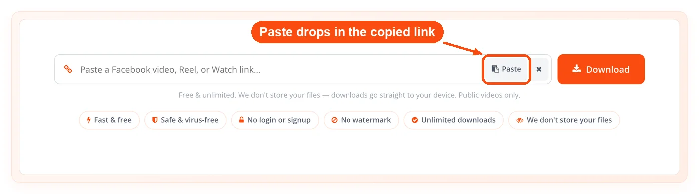 Paste button beside the empty link box