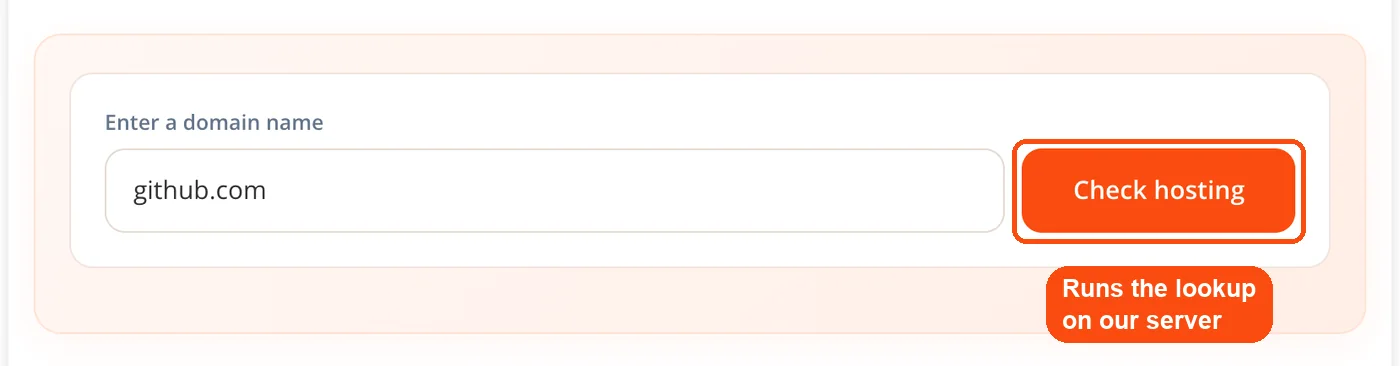 Check hosting button starts the lookup