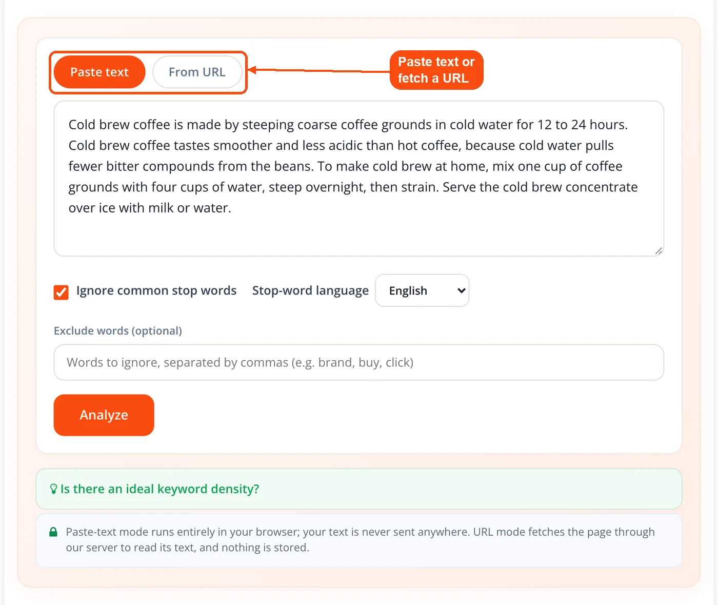 Paste text and From URL tabs