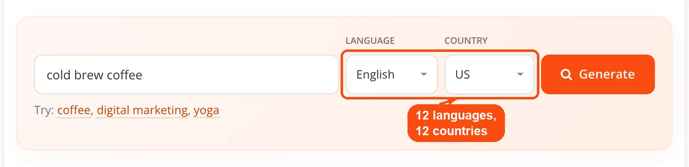 Language and country selectors