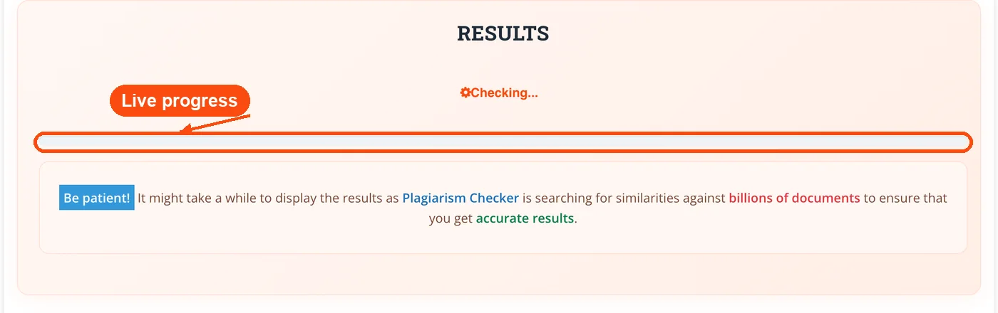 Live progress bar while checking