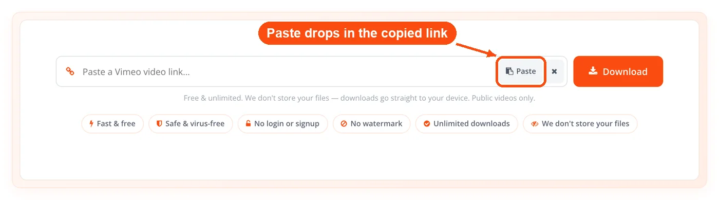 Paste button beside the empty link box