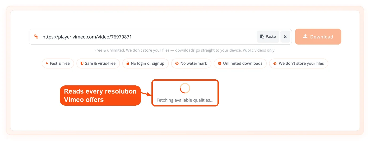 Spinner while Vimeo resolutions load