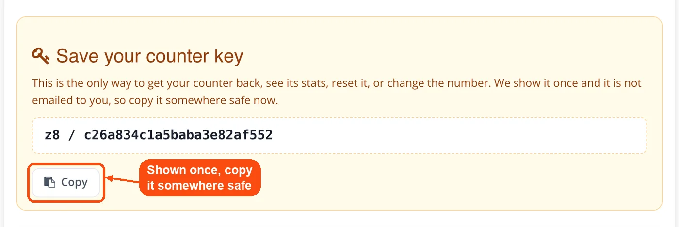 Counter key with Copy button