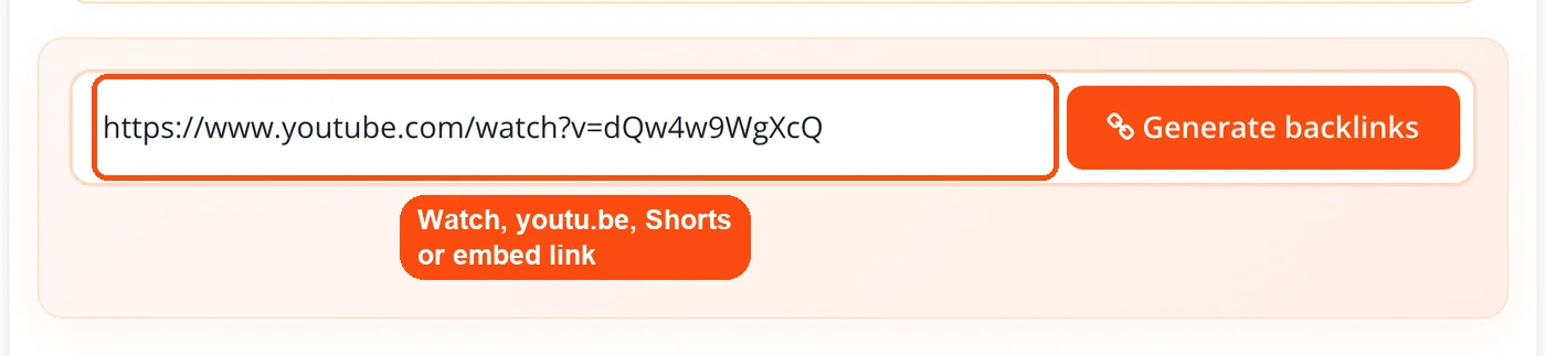 YouTube video URL pasted in